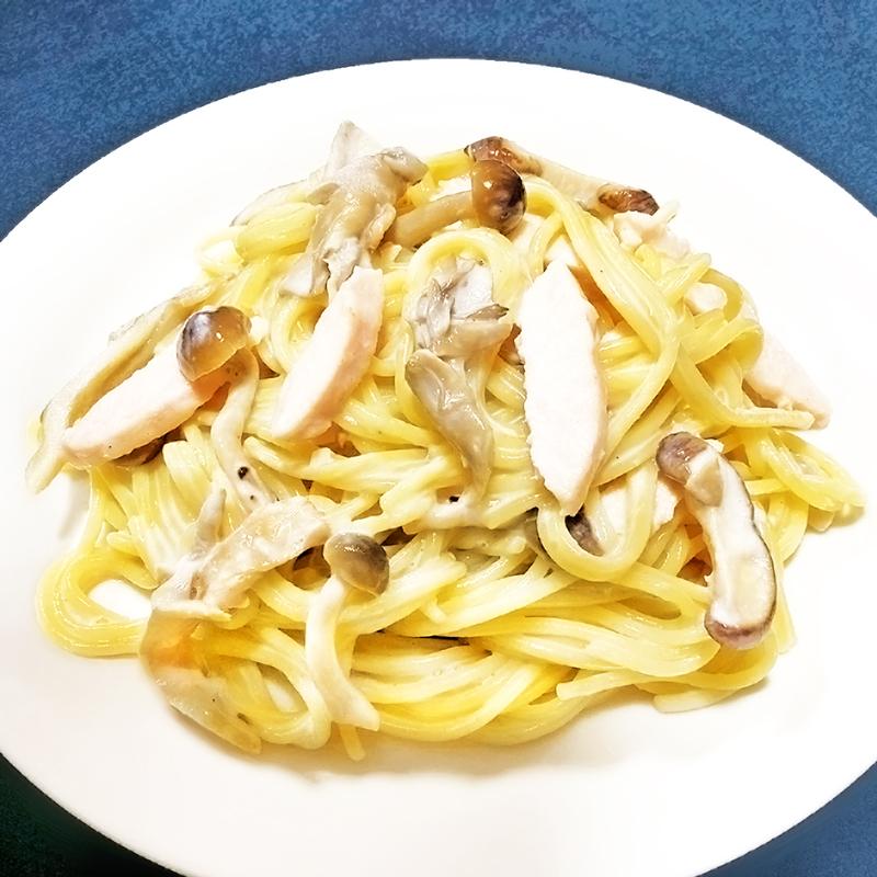 227.サラダチキンときのこのパスタ