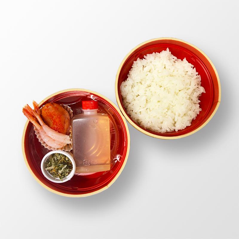 お店で取ったかつお出汁で食べる！かねふく明太子茶漬け